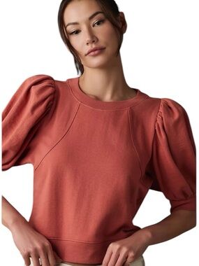 Maeve Women’s Pinky Red Puff Sleeve Sweatshirt Size XS